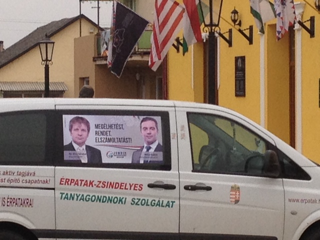 Erpatak farm agency truck with Jobbik posters