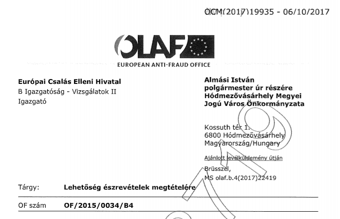 Hódmezővásárhely is kiadta az Átlátszónak az OLAF levelét - referenciák nélkül nyert közbeszerzést az Elios jogelődje a városban