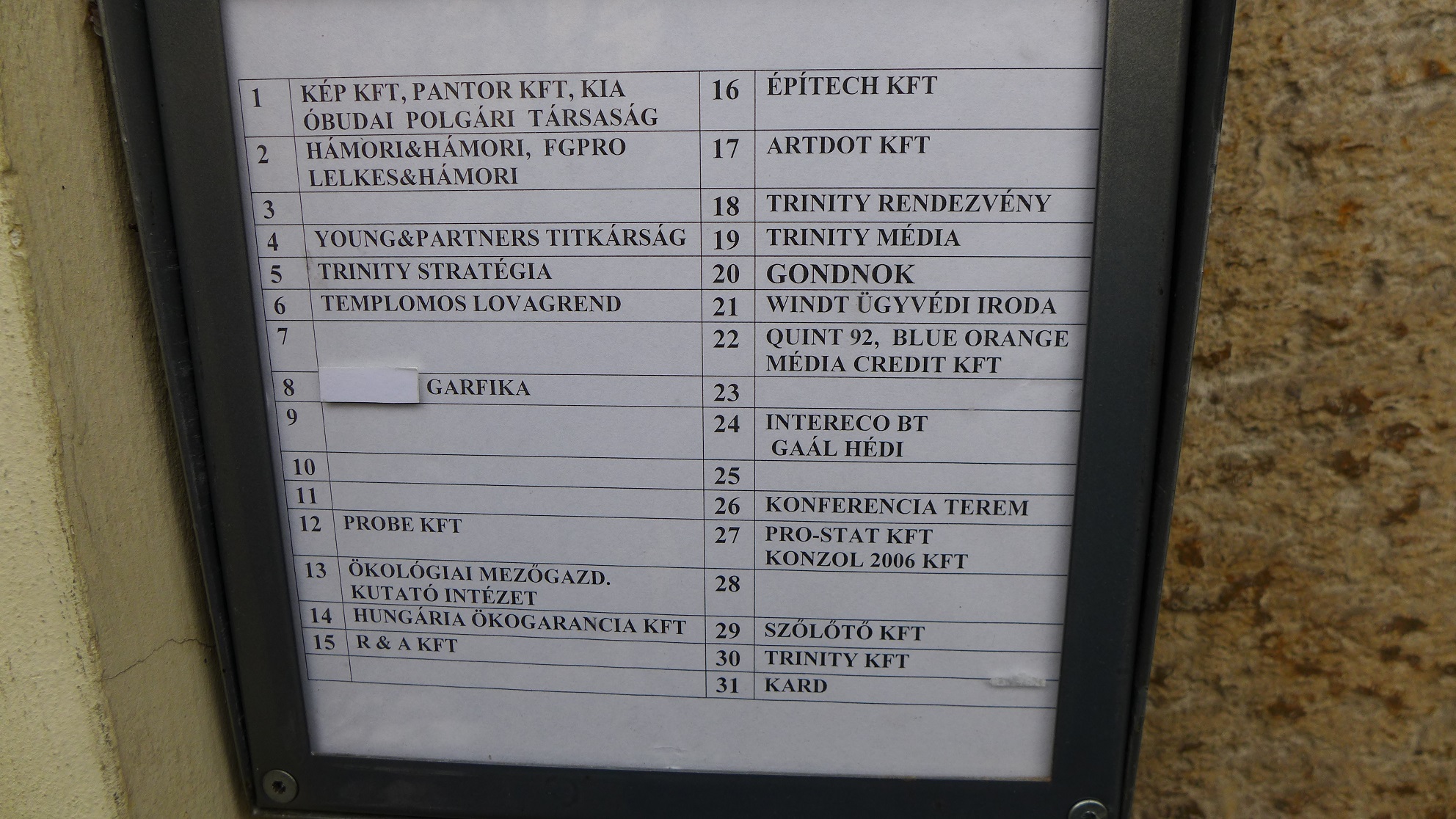 A Budapest, Miklós tér 1. szám alatt található cégek listája
