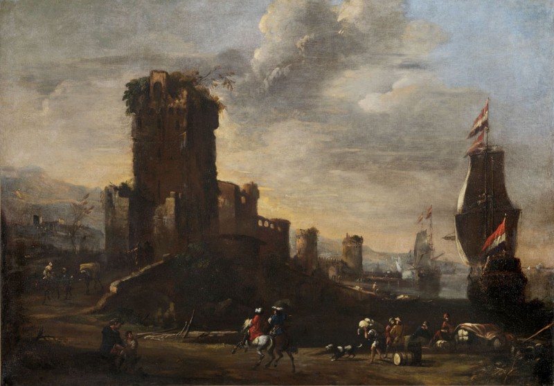 Holland festő 1700 körül: Kikötői jelenet 