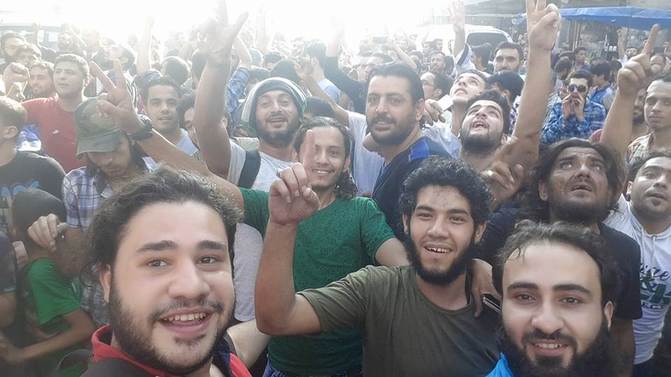 One of the last photos of Shamel showing him celebrating the breaking of the siege of Aleppo with friends. Dated August 6, 2016. Source: Facebook.