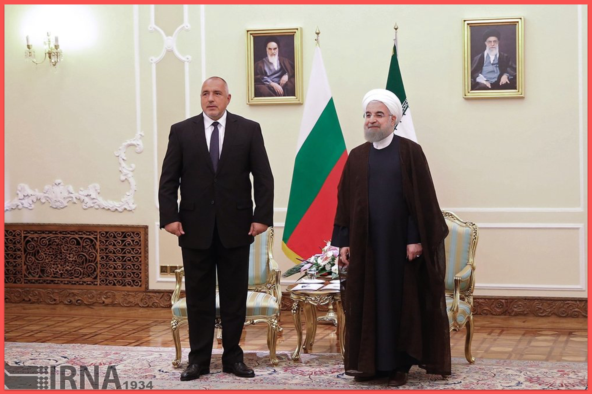 6-os kép: Haszan Róháni iráni államfő és Bojko Boriszov bolgár miniszterelnöknek Teheránban találkozott 2016 július 12-én. Kép forrása: tehrantimes.com