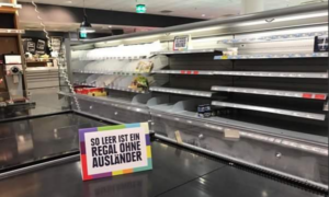 Üres polcokkal tiltakozott a rasszizmus ellen egy német élelmiszerbolt