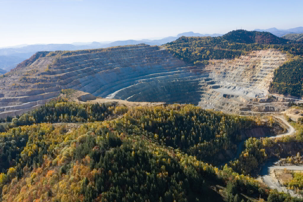 Flying above an open pit mine copper ex high resolution 3213194