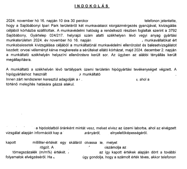 Sajóbábony klórmérgezés