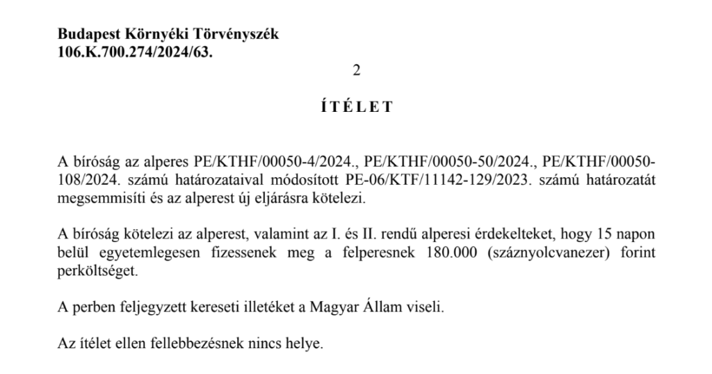 Samsung budapestkörnyékitörvényszék Ítélet 2025.11.10