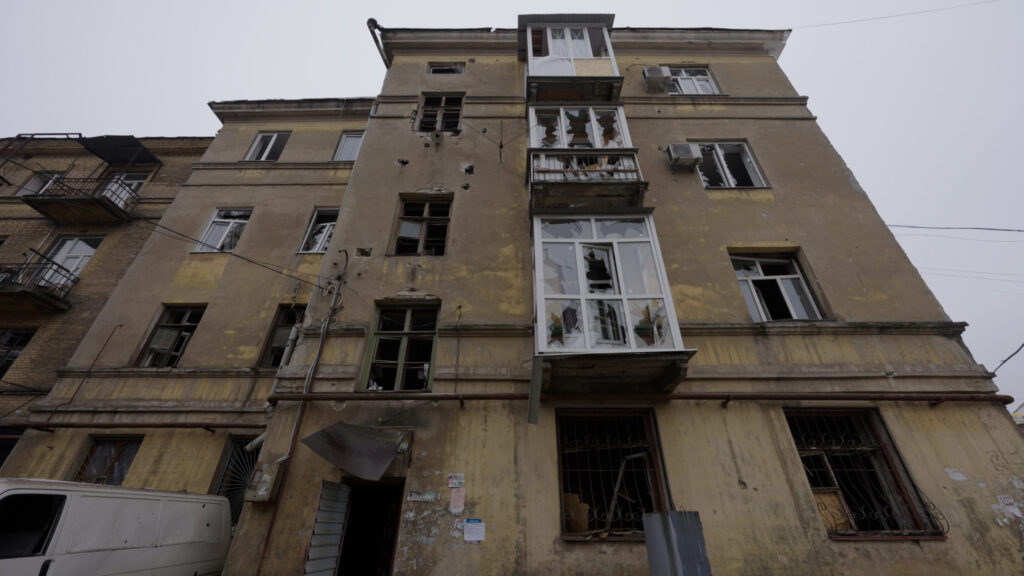 Kramatorszki épület az orosz bombatámadás után