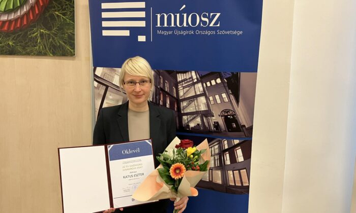 Katus Esztert az év gazdasági újságírója díjjal tüntette ki a MÚOSZ
