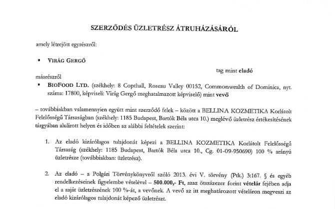 üzletrész átruházás