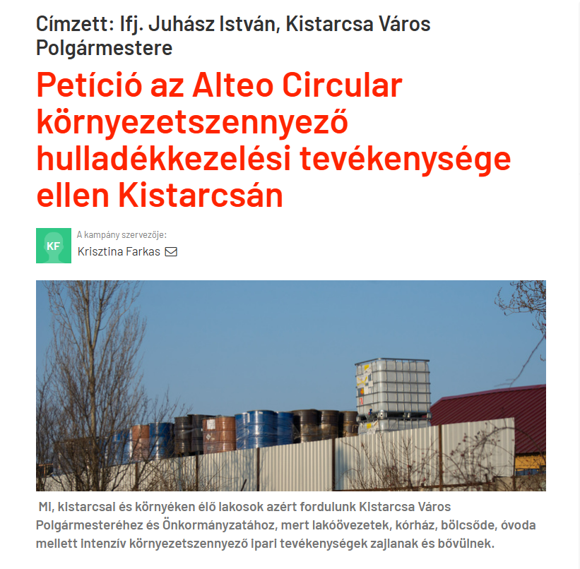 Kistarcsa Alteo PETÍCIÓ fotó